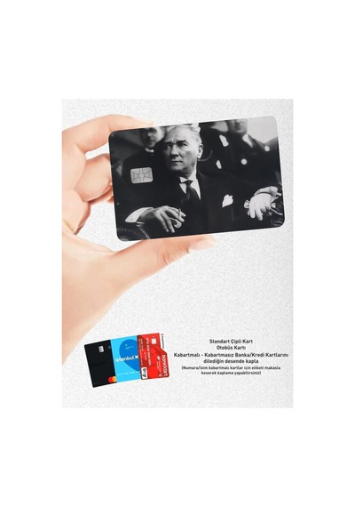 Mustafa Kemal Atatürk Kart Kaplama Sticker - Banka & Kredi & Papara & Tosla Ulaşım Kartı Etiketi Standart