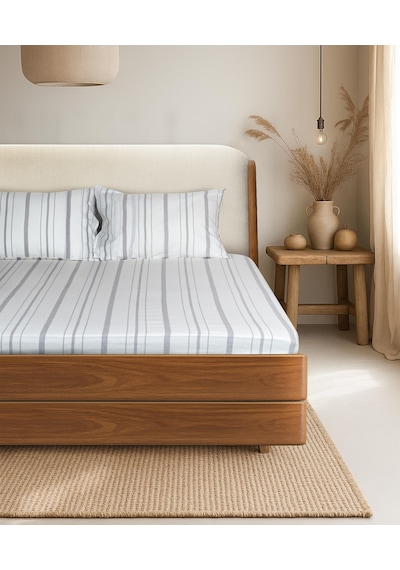 Cotton Collection Tek Kişilik Çizgili Çarşaf Seti Solinea Renkli
