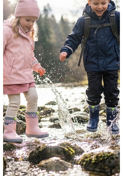 Hopfrög Rain Boots Süper Mat Pembe Suya Ve Soğuğa Dayanıklı Barefoot Çocuk Botu Pembe