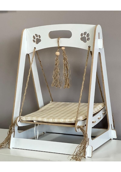 Ahşap Xxl Büyük Minderli Kedi Salıncağı Kedi Yatağı