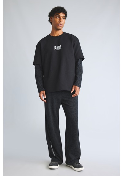 Defacto Nba Wordmark Baggy Fit Kalın Kumaş Baskılı Jogger I1557ax26wnbk81 Siyah-bk81