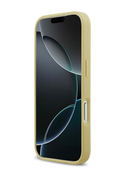 Apple Uyumlu iPhone 17 Pro Kılıf Guess Lisanslı Taşlı Arka Yüzey Üçgen Logolu Kapak Gold