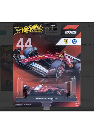 Hot Wheels Premium 2025 Formula 1 - Scuderia Ferrari Hp No:44 Kırmızı
