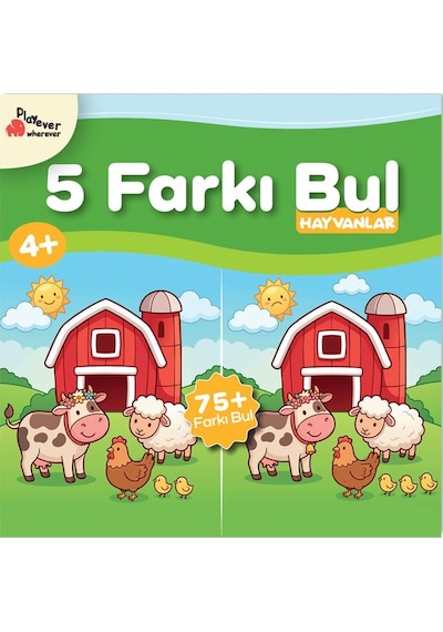 Playever 5 Farkı Bul - Hayvanlar, Dikkat Ve Görsel Algı Etkinlik Kitabı