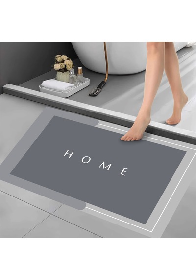 Dijital Kaymaz Yıkanabilir Banyo Mutfak Salon Paspas Halısı Trend Modern Al4001 Mavi