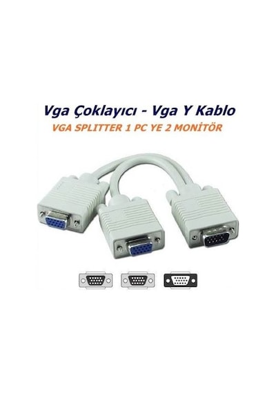 Vga Y Kablo Vga Kablo Çoğaltıcı Çoklayıcı Splitter Hub