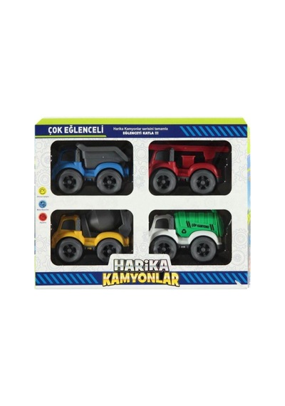 Oyuncak Kamyon Set 4 Adet Oyuncak Kamyon Seti Renkli Kamyon Set