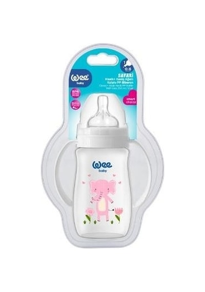 Wee Baby Safari Kulplu Biberon 250 Ml Pembe Fil