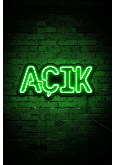 Açık Yazısı Neon Led Dükkan - İşyeri - Kapı Yazısı Yeşil Yeşil