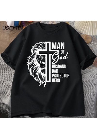 Flood Of Style Adam Tanrı T Shirt Kadın Hıristiyan Baba T-shirt Koca Babalar Günü Tshirt Rahat Pamuk Kısa Ko Siyah