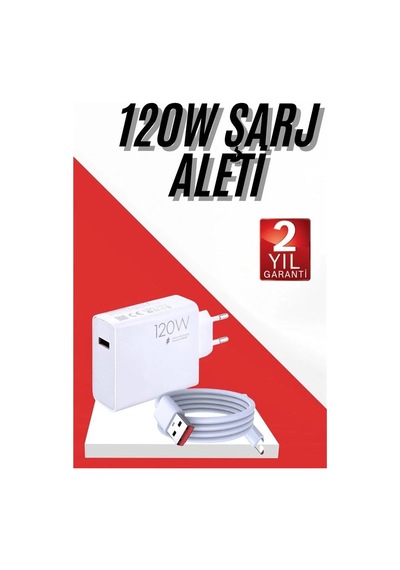 Akü Sarj Cihazı 120w Şarj Aleti Hızlı Çift Turbo Şarj Aleti Seti Beyaz