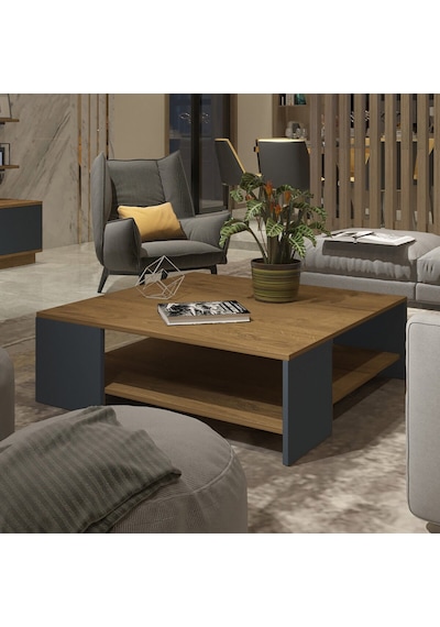 Trendstyle 4s Mdf Tv Ünitesi Ve Orta Sehpa 2'li Set - Pera Antrasit Antrasit - Safir Meşe