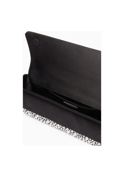 L'alingi Malika Crystal Saten Clutch Çanta, Gümüş, Kristal Üst Saplı