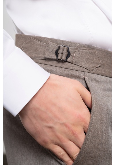 Morven Erkek Kahve Trend Slim Fit Dar Kesim Pileli Pantolon 25ms003015400 Kahve