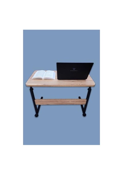 Yükseklik Ayarlı Tekerlekli Laptop Sehpası, Oval Kenar Tasarım, 80 Cm