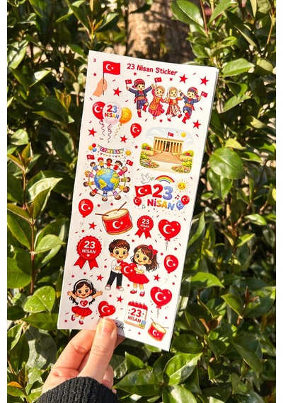 23 Nisan Mini Sticker Seti 3 Sayfa Okul Etkinlik Ve Hediye Sticker Çocuk Bayramı Sınıf Hediyelk Çok Renkli