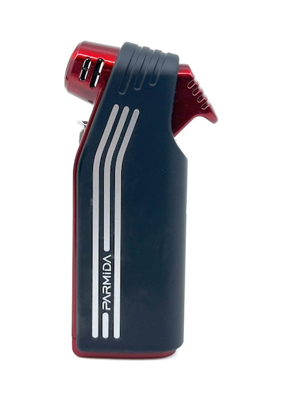 Parmida Tek Torch Jet Alev Pipo Çakmağı Dahili Pipo Kaşığı - Kırmızı/siyah