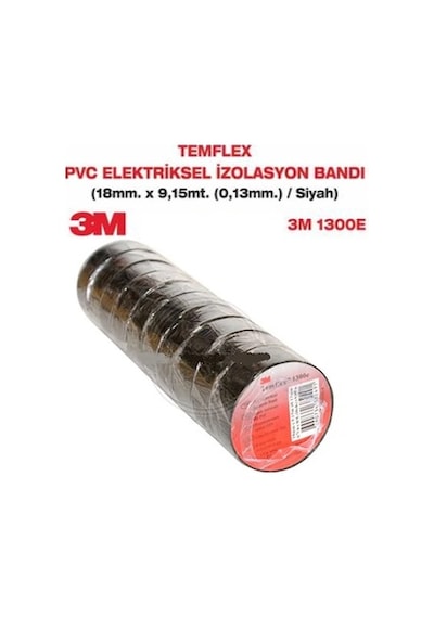 3M Elektrik Bandı Temflex 1300E Siyah 10 Adet