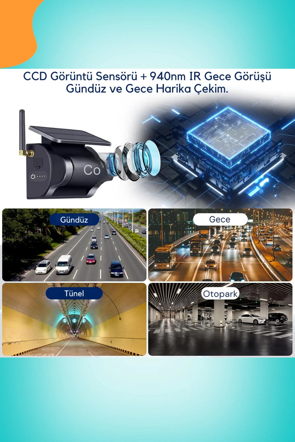 1080p Full Hd Kendiliğinden Bataryalı Güneş Panelli Mıknatıslı Wifi Araç Kamerası