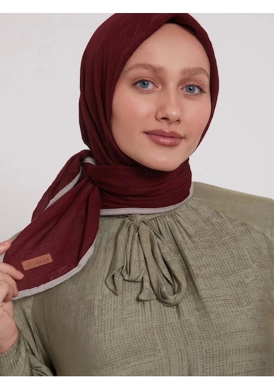 Mismara Müslin Biyeli Eşarp Bordo
