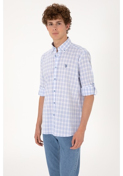U.s. Polo Assn. Erkek Açık Mavi Gömlek Desenli 50306290-vr003 Acık Mavı