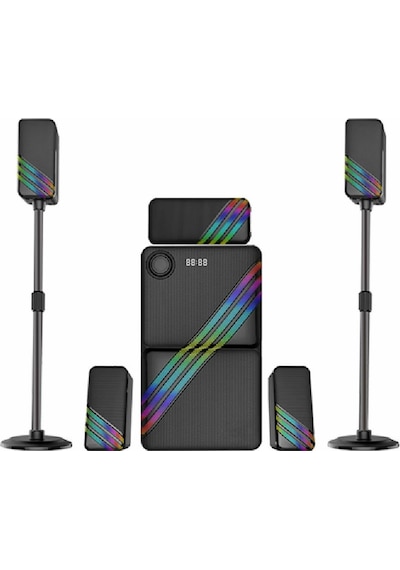 Hepu Hp-tv03 5+1 Ev Sinema Sistemi Bluetooth + Usb + Sd Kart + Aux + Kumandalı Rgb Tasarım