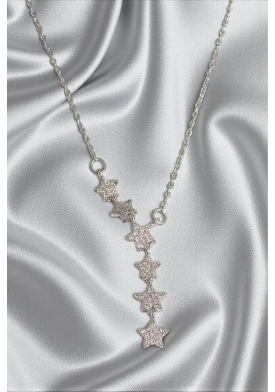 Accessories Zirkon Taşlı Yıldız Model Çelik Kadın Kolye Gümüş