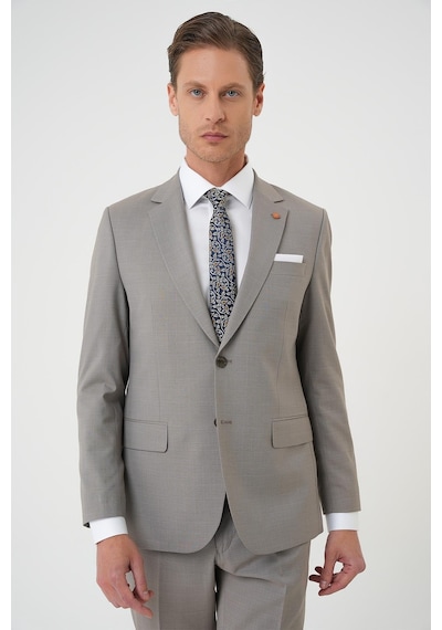 Efor Slim Fit Çift Yırtmaç Esnek Yelekli Klasik Bej Takım Elbise Tk 916 Bej