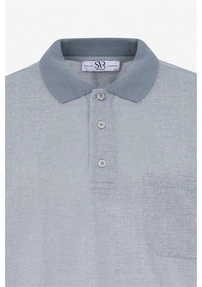 Süvari Gri Regular Melanjlı Baskısız Jakarlı Düğmeli Polo Yaka Tişört Ts1014000421-s05