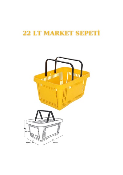 1 adet 22Litre Market ve Alışveriş Sepeti, Saplı Market Sepeti S