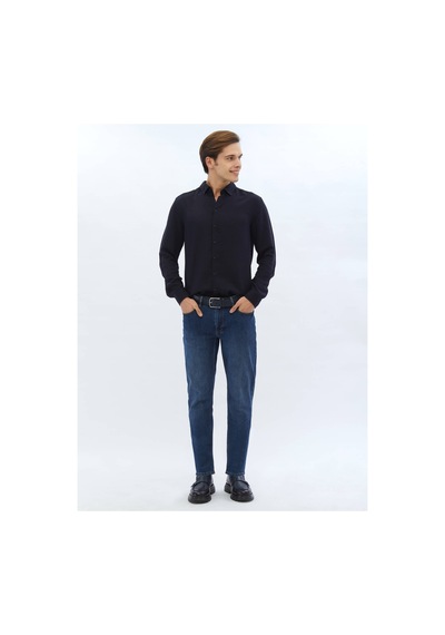 Kip Lacivert Fitilli Dokuma Casual Gömlek 4112002 Lacivert