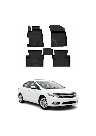 Honda Civic 9 Sd 2012-2016 Uyumlu 4d Havuzlu Paspas Kauçuk Siyah 5 Parça