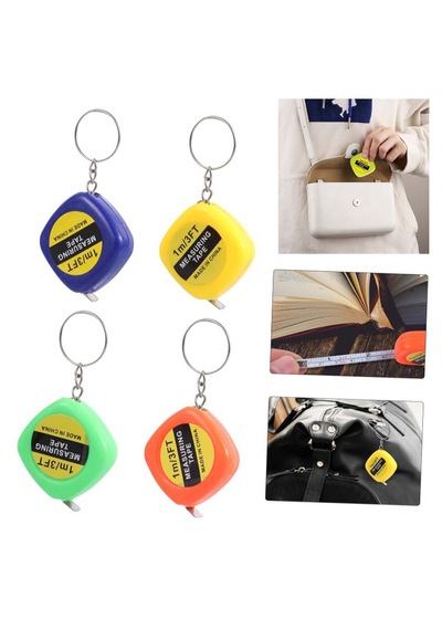 1 M 100 Cm Lik Lacivert Mini Metre Anahtarlık 1 Adet Ebat: 3,3 Cm X 3,3 Cm Sarı Renk 1 M