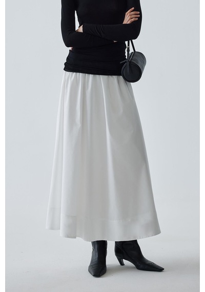 Suud Collection Ekru Day Poplin Kloş Etek