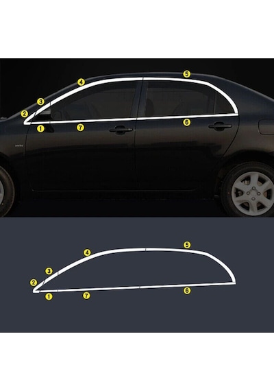 Niken Toyota Corolla Cam Çerçevesi Kenar Çıtası Krom Tamtur 2007 / 2013 12 Parça