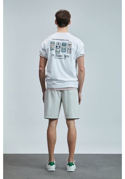 Lufian Erkek Mask Modern Grafik T-shirt 111020248 Beyaz Beyaz