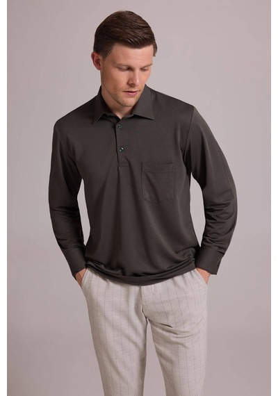 Ysf Erkek Koyu Yeşil Polo Yaka Sweatshirt