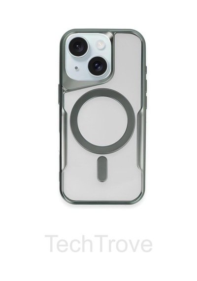 Apple Apple iPhone 15 Kılıf Magsafe Uyumlu Arkası Şefaf Tasarım Lazer Kaplama Sararmaz Silikon Kapak