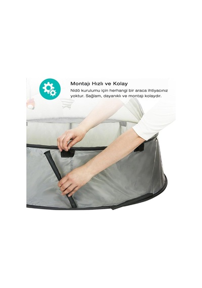 Bblüv Nidö Mini 2'si 1 Arada Seyahat ve Oyun Çadırı Gri Gri
