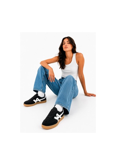 Papucumun Dünyası Unisex Süet Özel Gum Tabanlı Günlük Kullanıma Uygun Retro Sneaker Siyah