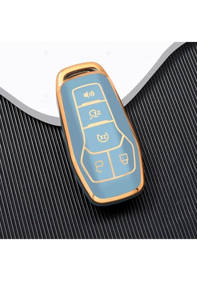 Ford Fusion Mondeo Explorer Mustang F150 Uyumlu Gold Kenar Tpu Anahtar Kılıfı Mavi