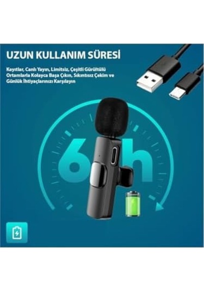 K9t2 Type-c Bağlantılı, 360 Ses Yakalama, Gürültü Azaltma Özellikli Android, İpad Ve İphone 15 Ve