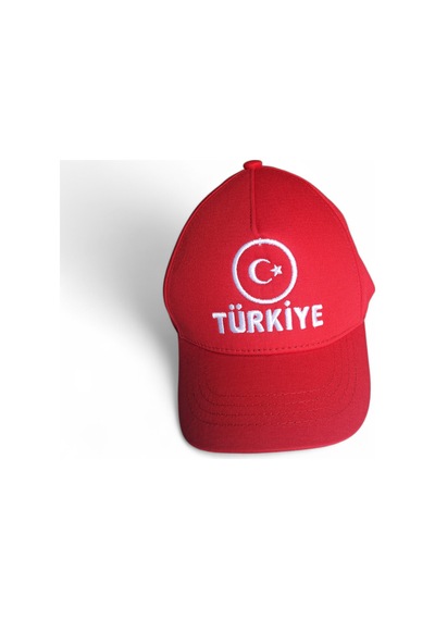 Ay Yıldız Nakışlı Çocuk Bayrak Şapka Türkiye Nakışlı 6-12 Yaş Çocuk Şapka Kırmızı - Beyaz