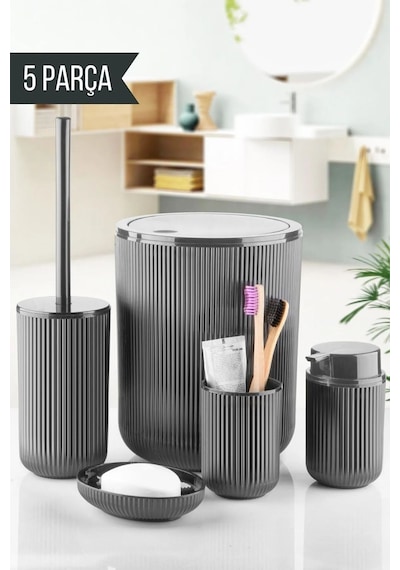5 Parça Banyo Seti Gri Diğer