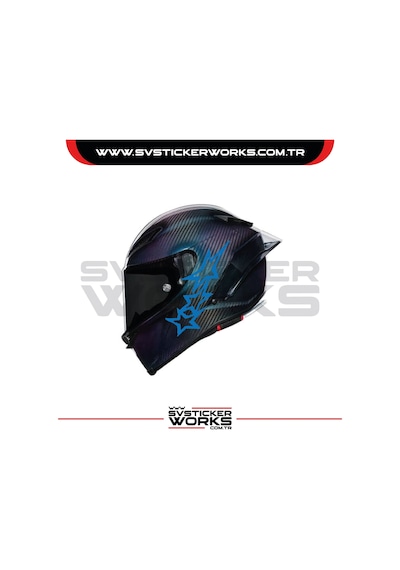 Stars Yıldız Sticker Kask Sticker Kasklar Uyumlu Tek Yön 1 Adet Mavi