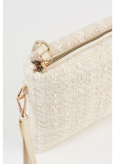 Vivaq Kadın Bellis Tweed Kumaş Krem Astarlı Suni Deri Bilek Askılı Portföy El Ve Clutch Çanta