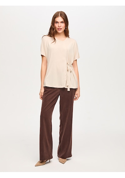 Faik Sönmez Beli Bağcık Detaylı Yuvarlak Yaka Modallı Tunik T-shırt S26tsh077 Us26tsh07772 Taş