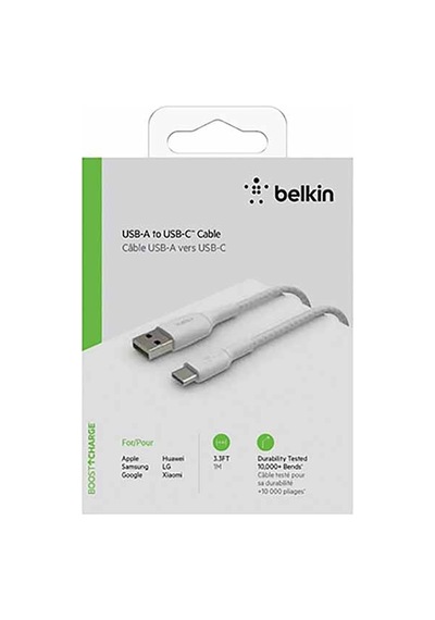 BELKIN CAB002BT1MWH Type-C Örgülü 1m Data ve Hızlı Şarj Kablosu