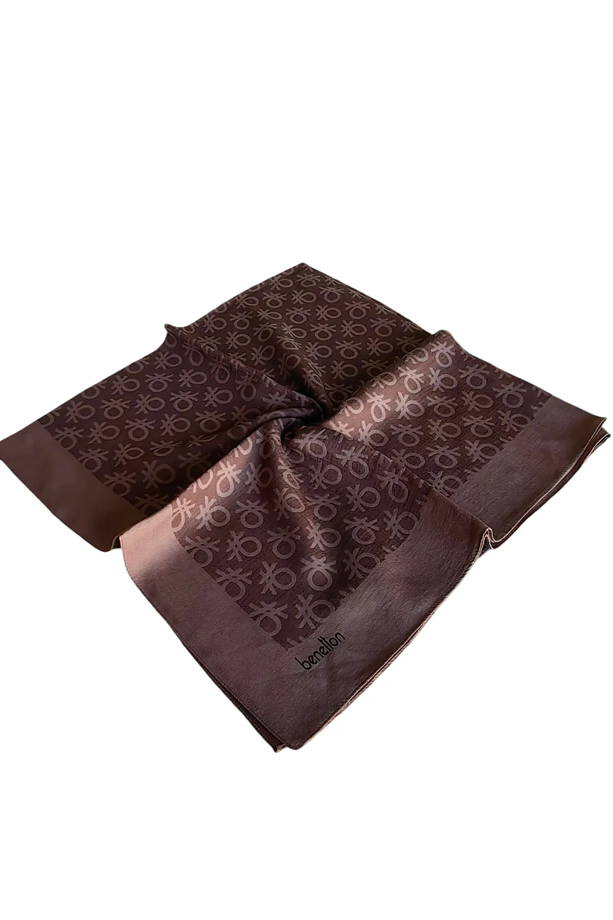 United Colors Of Benetton Benetton Elegante Monogram Eşarp 1024 Açık Kahve