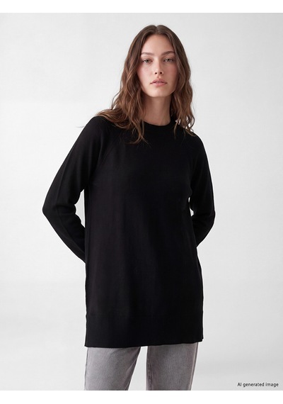 Lcw Modest Siyah Kadın Basic Triko Tunik